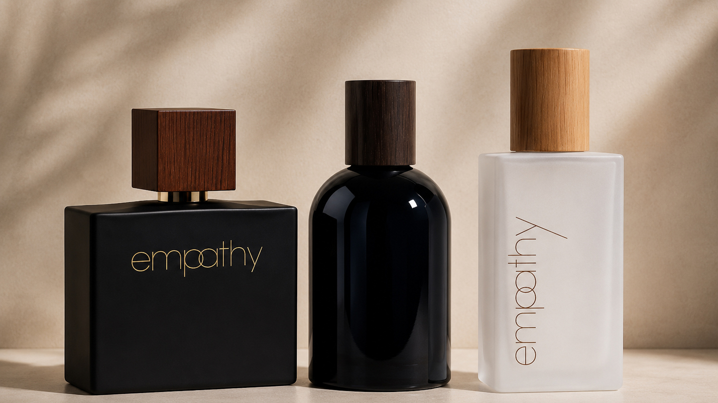 Frasco de vidrio para cosmética personalizado con técnicas de serigrafía y estampado metalizado